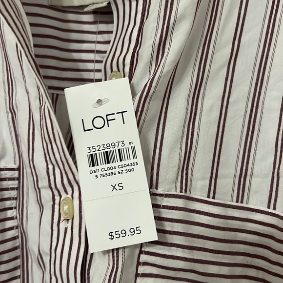 LOFT Striped Dolman Henley Everyday Shirt white red XS - Picture 7 of 7